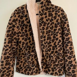 Reversible Cheetah and Cream Sherpa Jacket